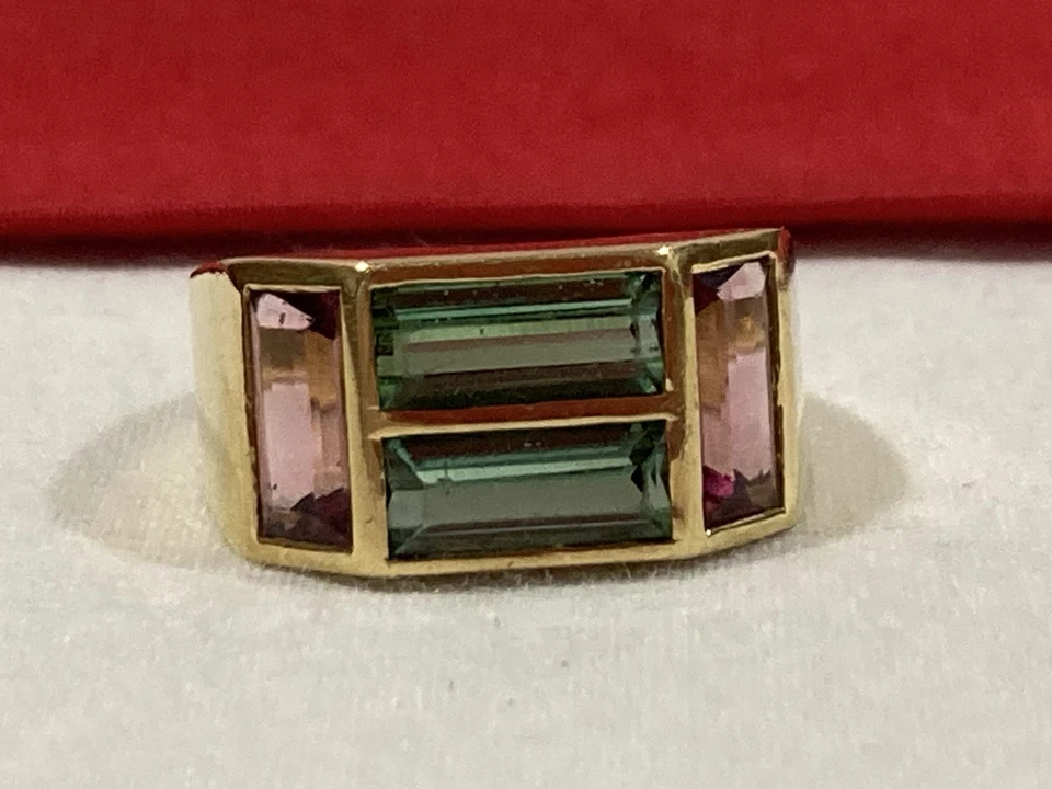 Anillo Tiffany & Co Paloma Picasso 1980 oro amarillo macizo turmalina banda 6,25 Foto 3 de 4