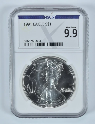 1991 American Silver Eagle Mint State 9.9 NGC X NGCX *9584