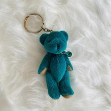 Teal Plush Teddy Bear Keychain