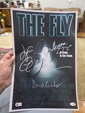 The Fly Jeff Goldblum Geena Davis David Cronenberg Signed 12x18 Photo BAS jsa