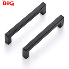 10 Pack Black Kitchen Cupboard Handles 128Mm Hole Centers Black Handles for Cupb