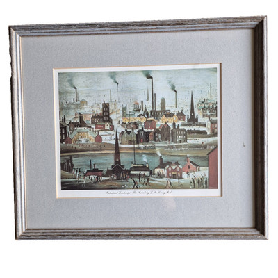 Lowry Industrielandschaft Der Kanal Druck gerahmt Vintage Wandbild 36x31cm