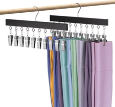 Leggings Organizer for Closet Hanging 2 Packs Wooden Pants Hangers Hold Up to