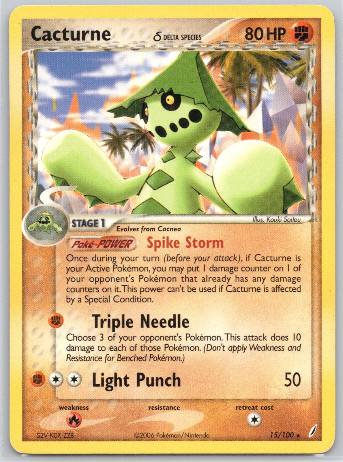 Cacturne 15/100 Rare Crystal Guardians Pokemon Moderately Played