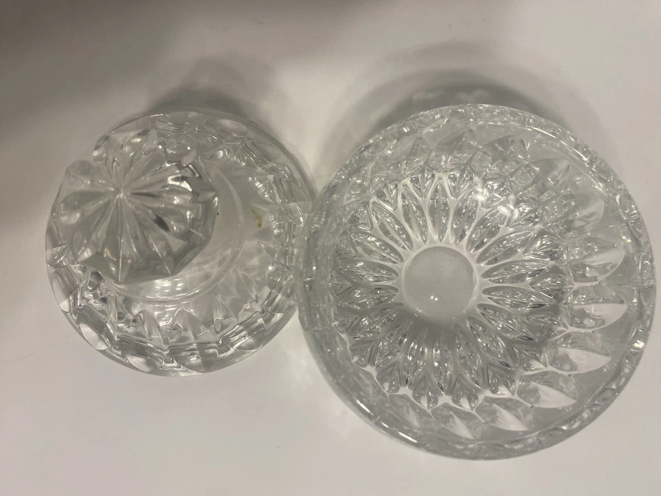 Ornate Gorham Crystal Cream & Sugar Bowl W/Lid 3 PC SET MINT Germany - Image 4 of 4