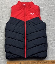 PUMA Puffer Vest Jacket Youth Size Medium M 10/12 RED BLACK