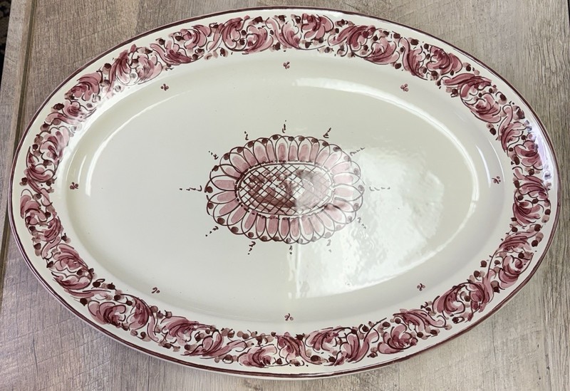 Handpainted Italian Ceramic Oval Serving Platter by Artist Rosy Di Natalie New
