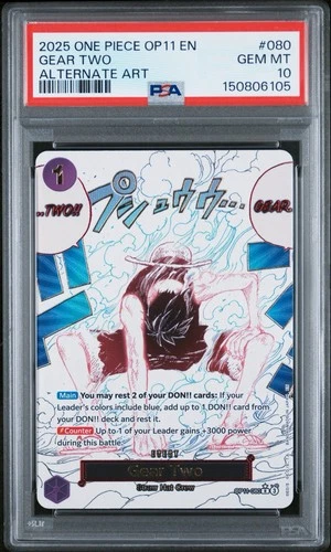 PSA 10 One Piece ENGLISH Luffy Gear Two Event Manga (Alternate Art) OP11-080