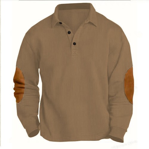 Men's Long Sleeve Lapel Shirt Hoodie T-shirt Base Pullover Hoodie Sweatshirt Top - Picture 9 of 29