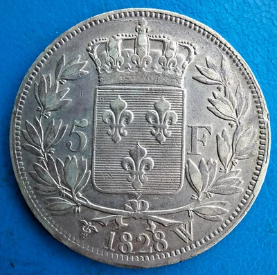 France , Charles X , 5 francs 1828 W Lille , km 728.13 - Photo 1/2
