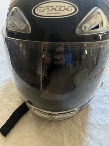 THH Full Face Motorcycle Racing Helmet Size L Black SEE ALL PHOTOS For Size - Picture 3 of 9