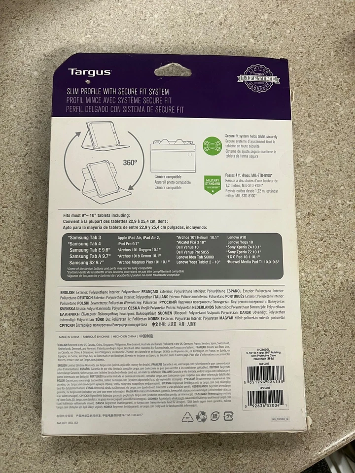 Targus Fit-n-Grip Universal Rotating Case for 9-10" Tablets Black New Open Pack - Image 2 of 2