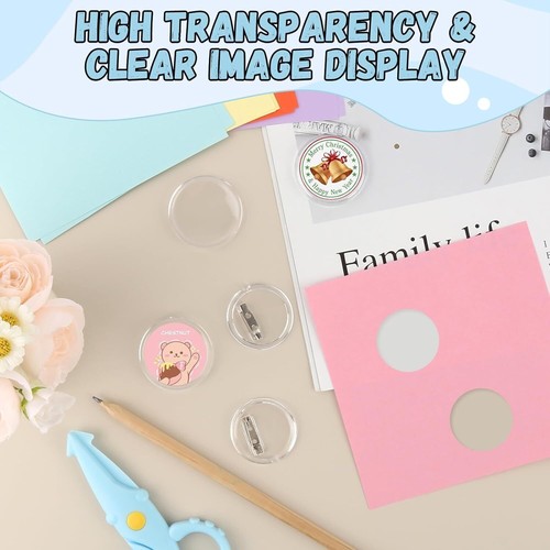 Clear Button Badge with Pin,30Pack Acrylic Design DIY Button Pins Kit - Picture 2 of 7