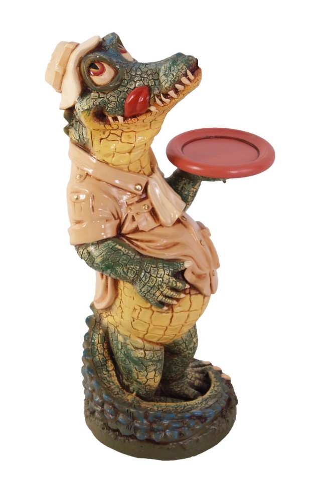 Crocodile Butler 2ft w Tray Hand Painted Countertop Kitchen Bar Theme ...