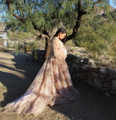 Sparkle Stars Maternity Wedding Dresses Deep V Ruffle Tulle A Line Bridal  Gowns | eBay