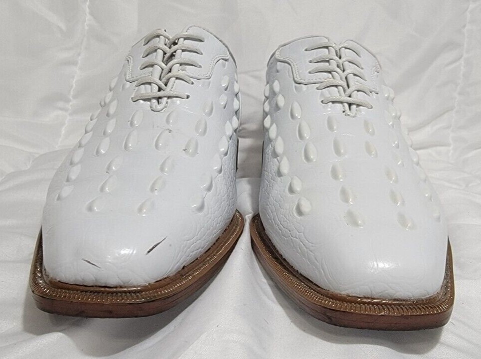Roberto Chillini White Hornback Alligator Print Faux Leather Shoes