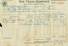 1949 Texas Company Texaco Gas & Oil Original Station Receipt Jasper GA Sky Chief