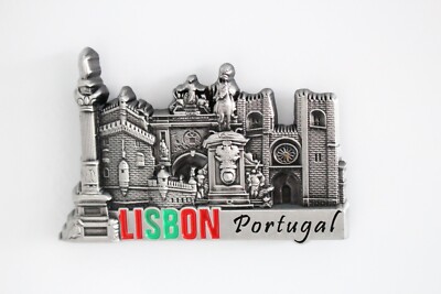 3D - LISSABON - PORTUGAL - Souvenir Kühlschrankmagnet Küche Deko Urlaubsgeschenk - Metall
