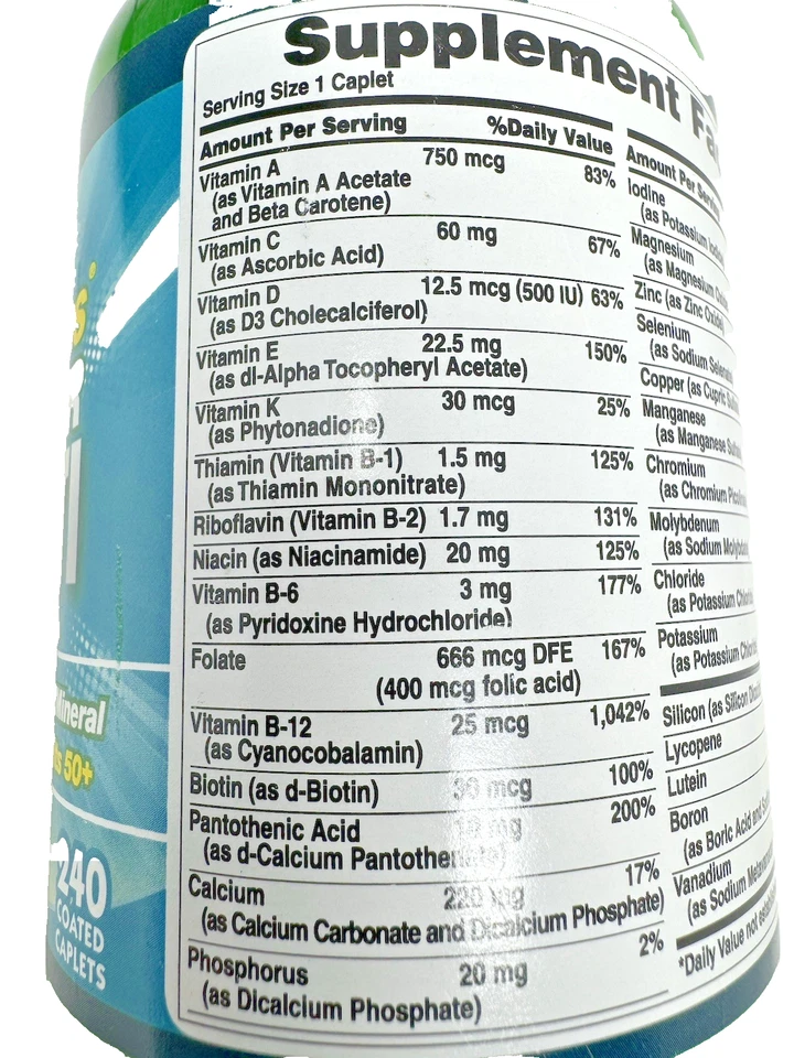 Fórmula multivitamínica multimineral Puritan's Pride ABC Plus Senior 240 cápsulas Foto 4 de 4