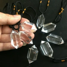 Natural Clear Quartz Crystal Pendant Necklace Chakra Gemstone Healing US EOB
