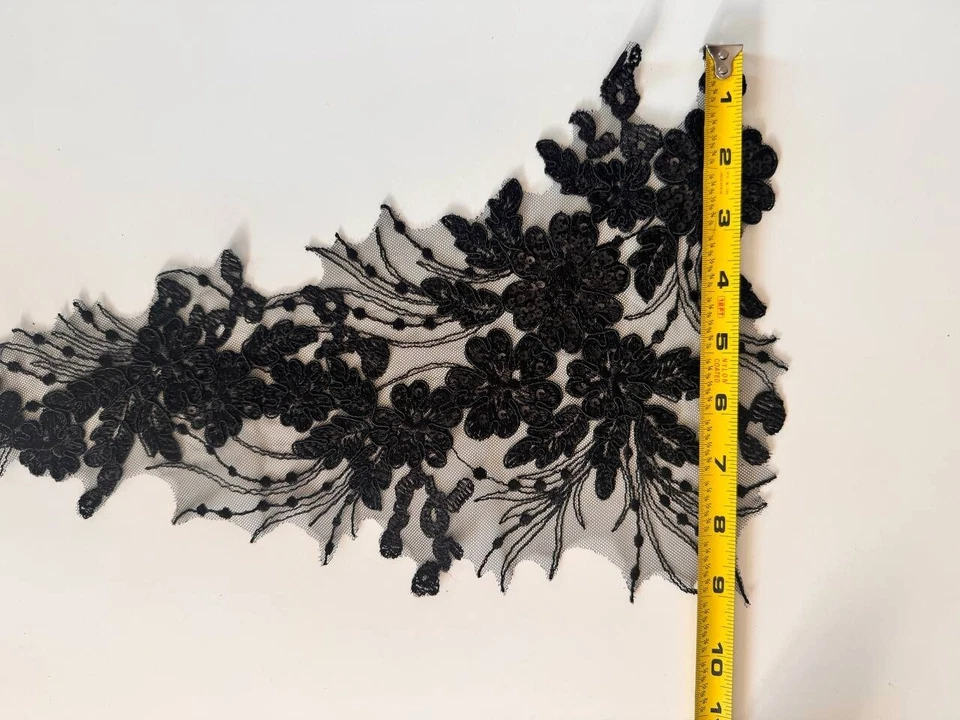 Aplique Negro (17” x 9”) 2 Piezas Parche Lentejuelas con Dos Piezas Espejadas Foto 2 de 4