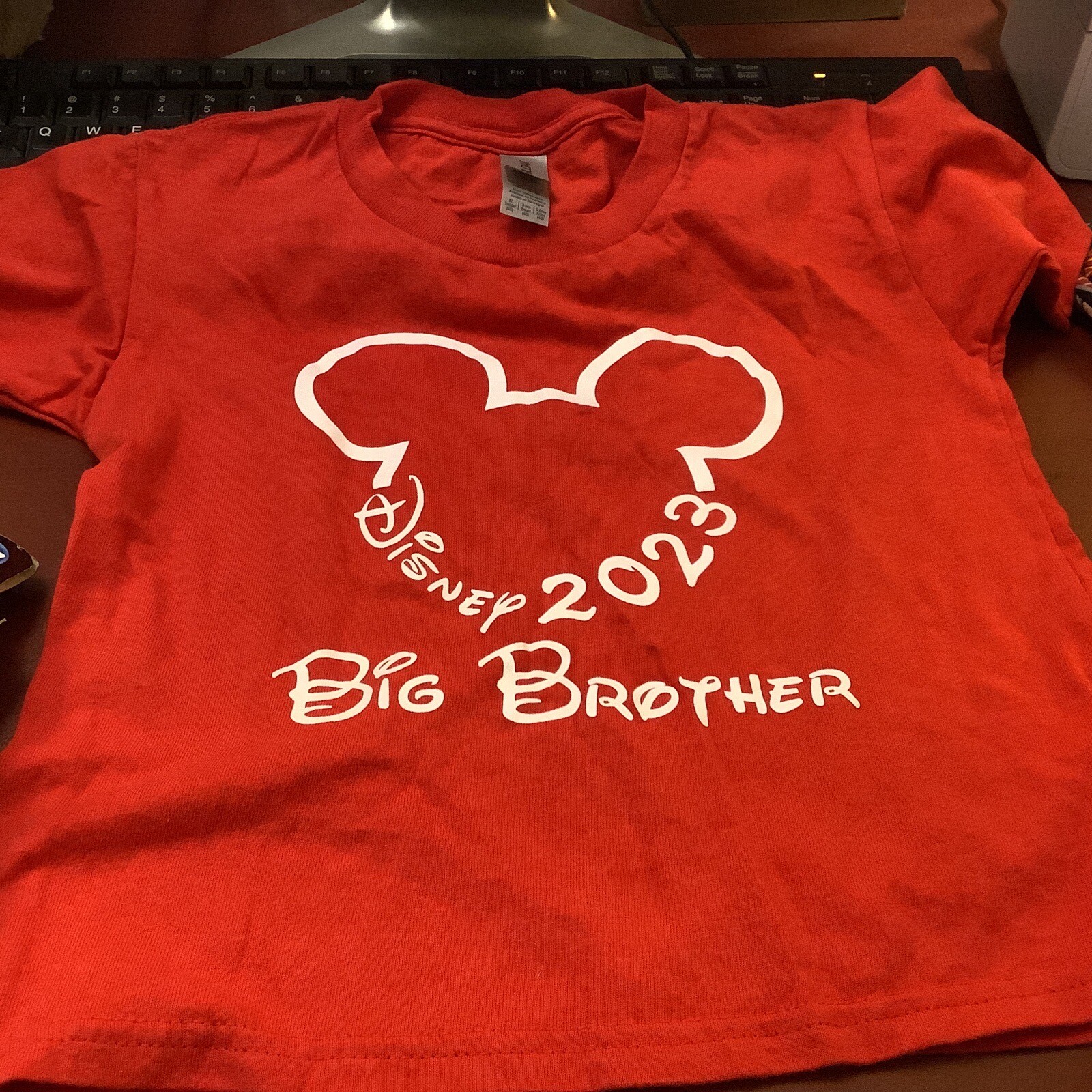 Disney 2023~”Big Brother” Red T-Shirt~Short Sleeves~Gildan Brand/Size 5T~NICE~