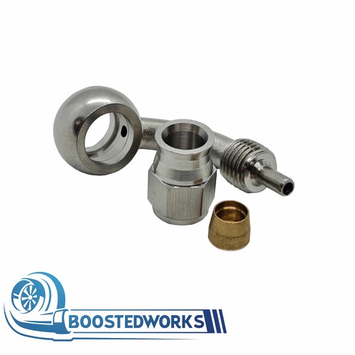 AN3 Stainless Steel Brake Fitting 10mm M10 Banjo Fitting PTFE 90 Degree Hose ... - Picture 2 of 2