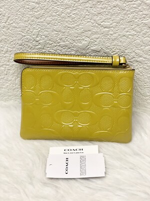 COACH CT992 Corner Zip In Signature Leather In Gold Color NWT Fast