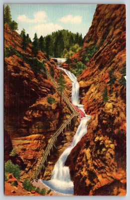 Seven Falls South Cheyenne Canon Pikes Peak Colorado CO Vintage Postcard