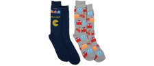 NEW MENS PAC-MAN 2 PAIRS OF CREW SOCKS VIDEO GAMES SOCK SIZE 6-12