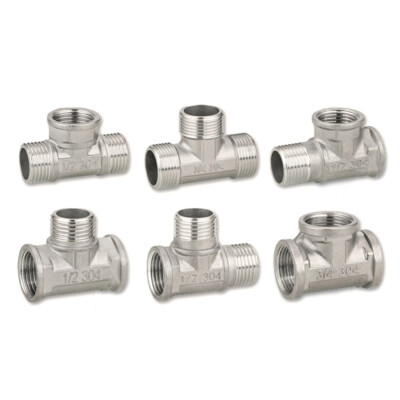 304 Edelstahl T-Stück Gewindefittings 1/4'' 3/8'' 1/2'' 3/4'' IG AG Schraubfittinge