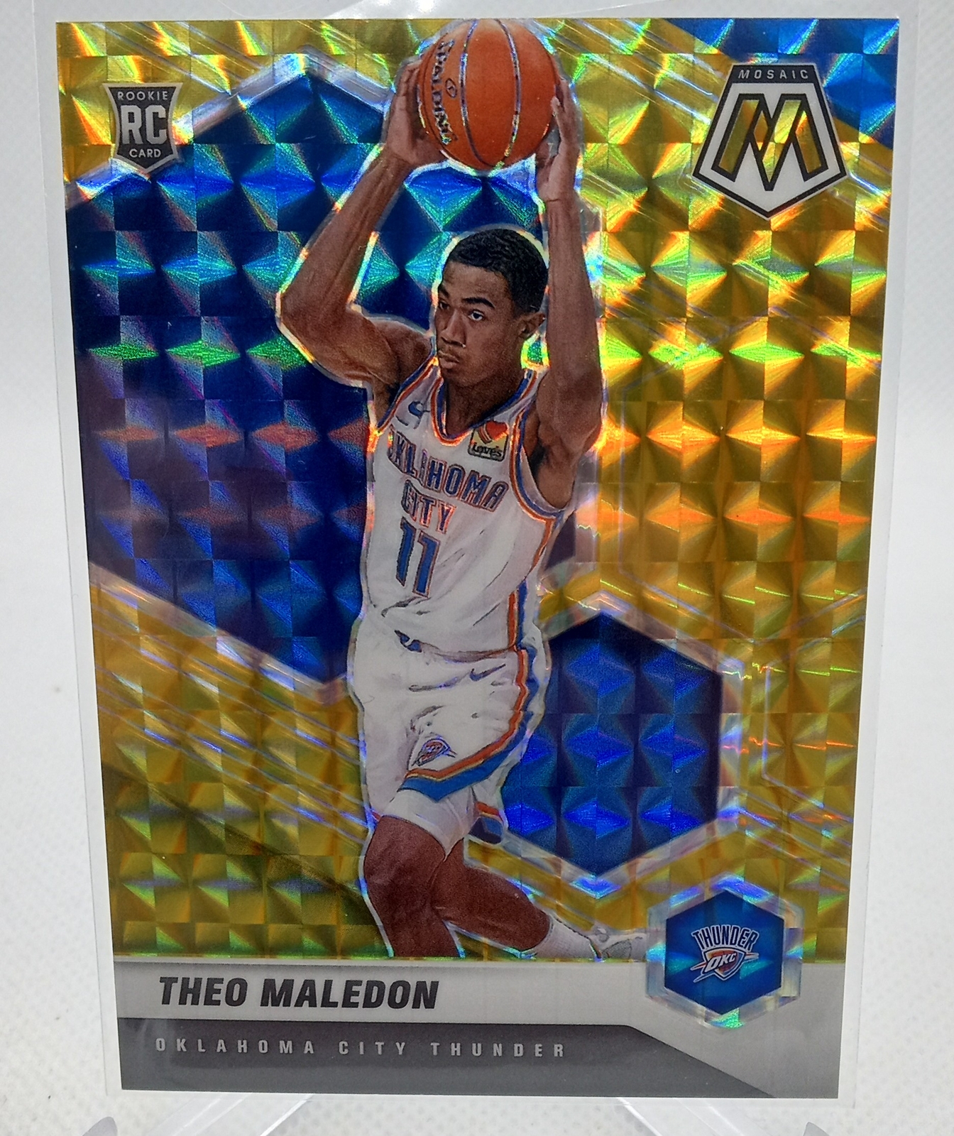 2020-21 Panini Mosaic #218 Theo Maledon Mosaic Gold Prizm Rookie #/10