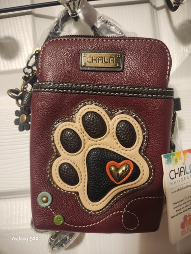 Chala Dog Paw Print Wallet Crossbody Organizer Cellphone Bag Vegan Leather NEW