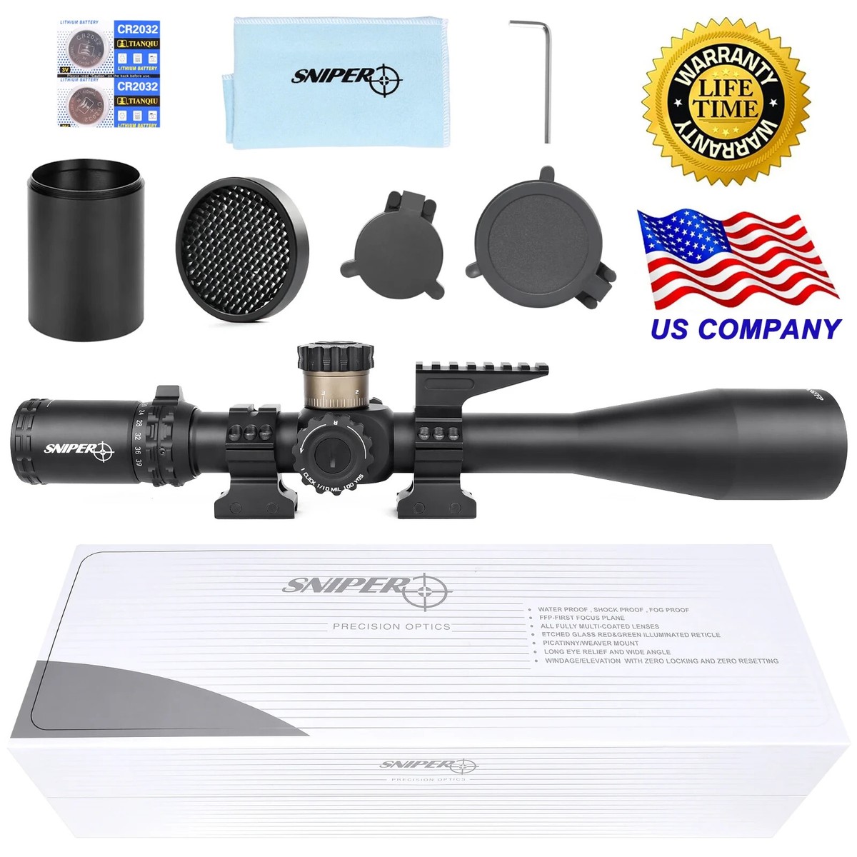 Sniper VT7-35X56mm FFP Riflescope Illuminated Reticle W/ Ring