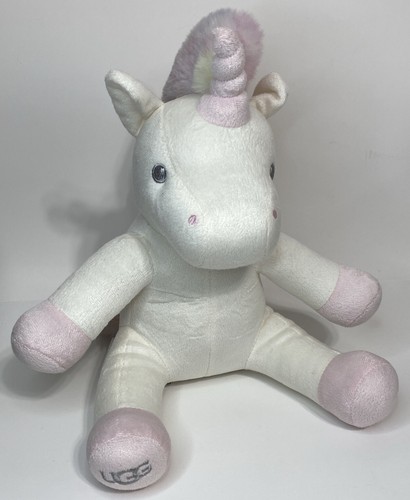 UGG Polar Tie Dye Rainbow Unicorn Plush Stuffed Animal White Pastel 11"
