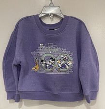 Disney Parks Girls 100th Anniversary Mickey Mouse  Friends Glitter Sweatshirt 3