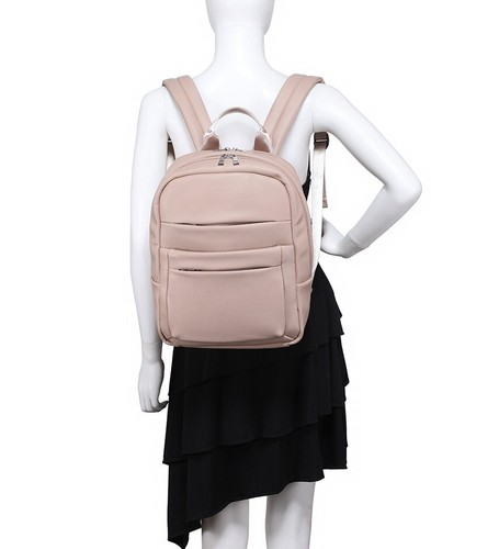 Woman Girl Boutique Multi-pocket Deco Medium Faux Leather Backpack Back Bag - Picture 8 of 14