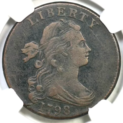 1798 S-187 R-1 NGC VF Details Draped Bust Large Cent Coin 1c