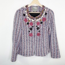 Summer Of Love Multi-color Embellished Collarless Blazer Women's Size Small S