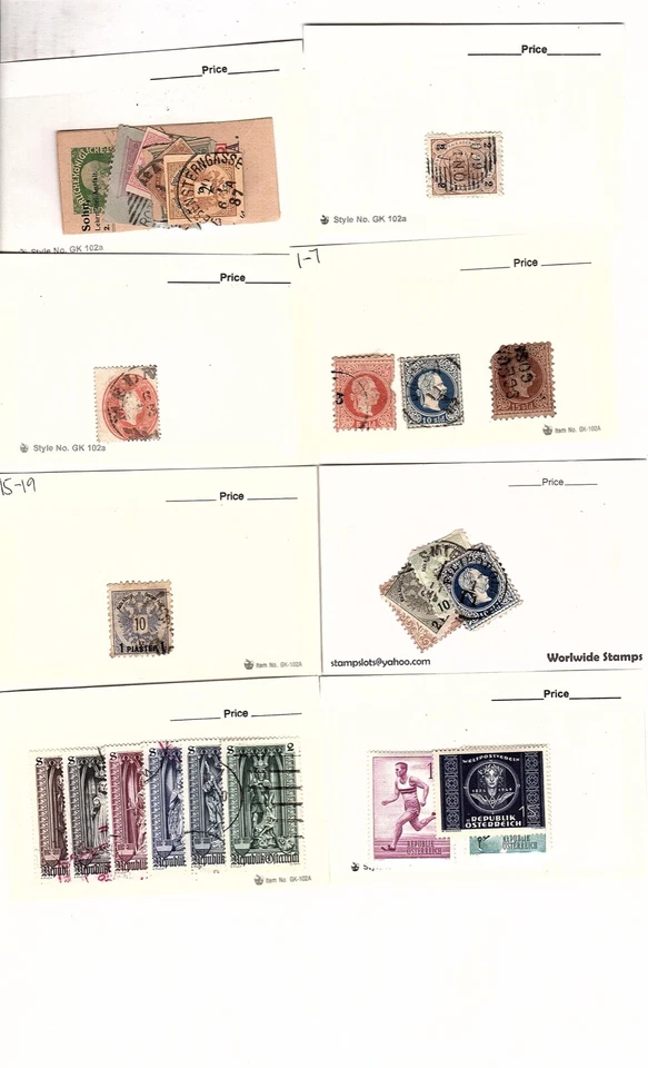 Austria  stamps  on dealer cards with duplicates  cv 133.33 (mb24 - Image 3 of 3