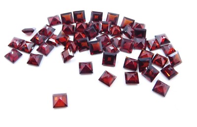 3 MM Natural Garnet Square Cut Loose Gemstone 11.Cts 45 Pcs For Jewelry P-2425