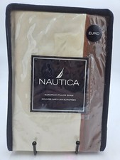 New Nautica Pemberton Tan Brown Beige EURO European Bed Pillow Sham 100 Cotton
