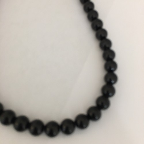 Vintage 80s Choker Necklace Black Beads 17 in with extension - Picture 6 of 10