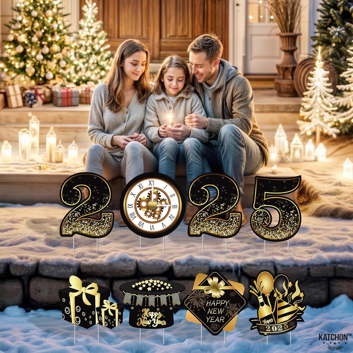 KatchOn Happy New Year Yard Sign 2025 - Pack of 8 | Happy New Year Yard Lawn ...