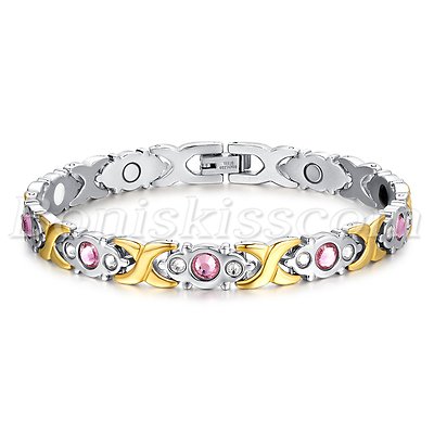 Silver Gold Tone Stainless Steel Rhinestone Women's Bracelet Chain Birthday Gift
