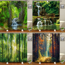 3D Printing Forest Shower Curtain Green Plant Tree Bath Curtain With Hooks