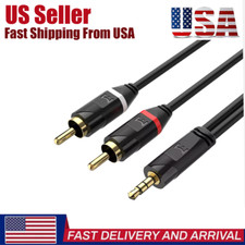 3.5mm to 2RCA Stereo Audio Cable AUX Adapter for Speakers TV Home Theater