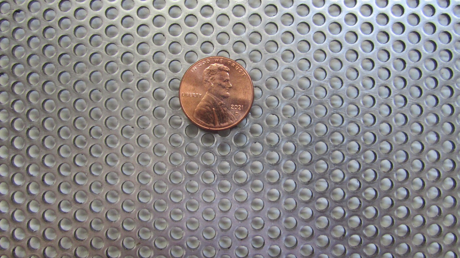 1/8" HOLES 18 GAUGE  304 STAINLESS STEEL PERFORATED SHEET  4-1/2" X 22"