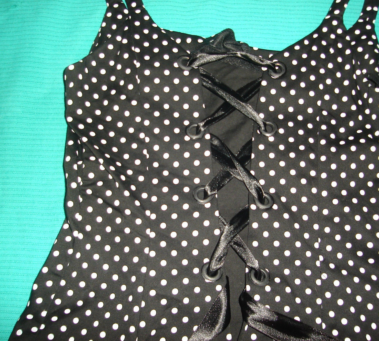 Rockabilly Dress Polka Dots Grommets/Ribbon Women Gir… Gem