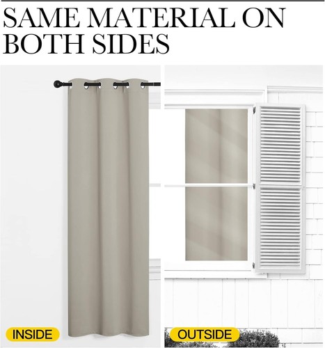Set of 2 Natural Room Darkening Curtains - 84 Inches, Insulated & Noise-Reducing - Picture 8 of 11